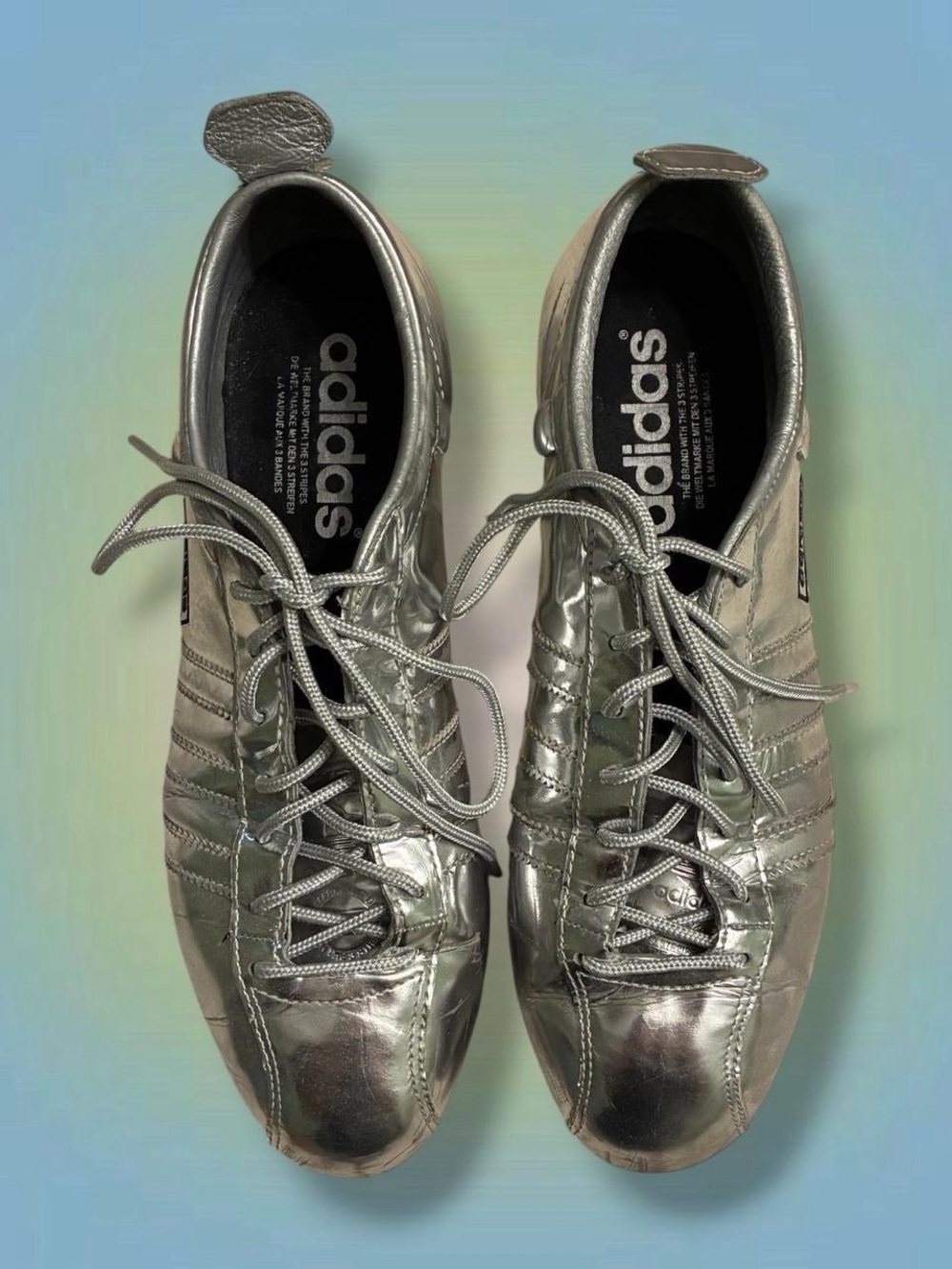 adidas Men’s Metallic Silver Lace-Up Athletic Shoes - Picture 3 of 5